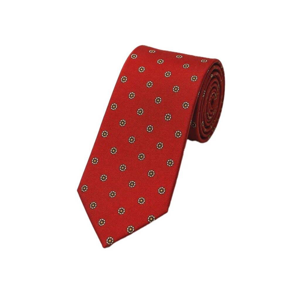 Vtg Lord & Taylor Red Silk Medallion Necktie Mens Classic Designer Tie 57x3.5